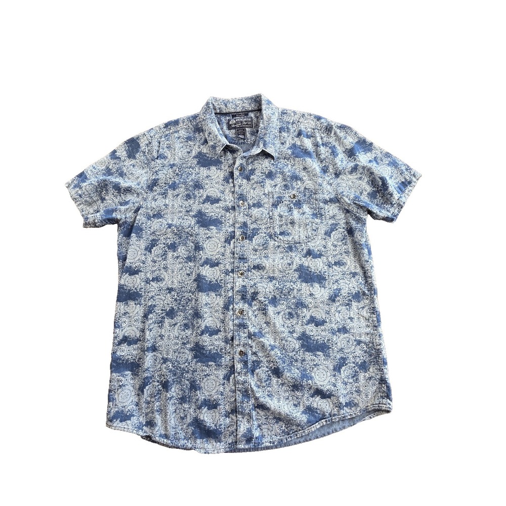 American Rag Size XL Aztec Short Sleeve Button Up Shirt Casual Fitted Preppy 175 - Picture 2 of 7